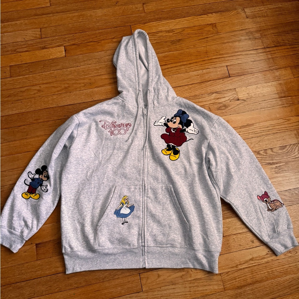 Disney 100 gray embroidered zip up size XXL